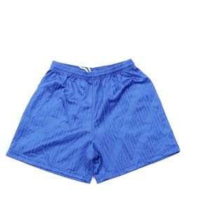 90s Mens Small Geometric Print Soccer Shorts Blue
